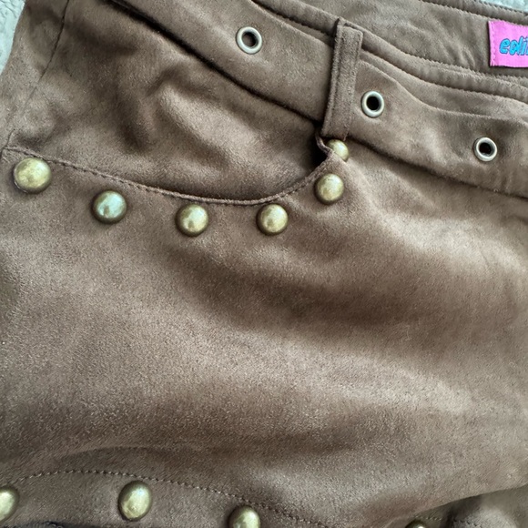 Edikted Studded Faux Suede Micro Shorts Brown Size Medium MSRP $78 - Picture 9 of 9